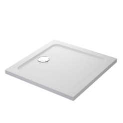 Mira Flight Safe Low Profile 800 X 800mm Stone Resin Square Shower Tray With Waste