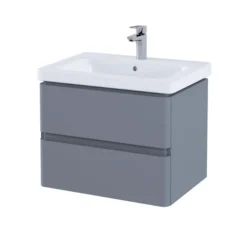 RAK Ceramics Resort 650 Double Draw Basin Unit In Matt Grey - RAKRSTWBU65603