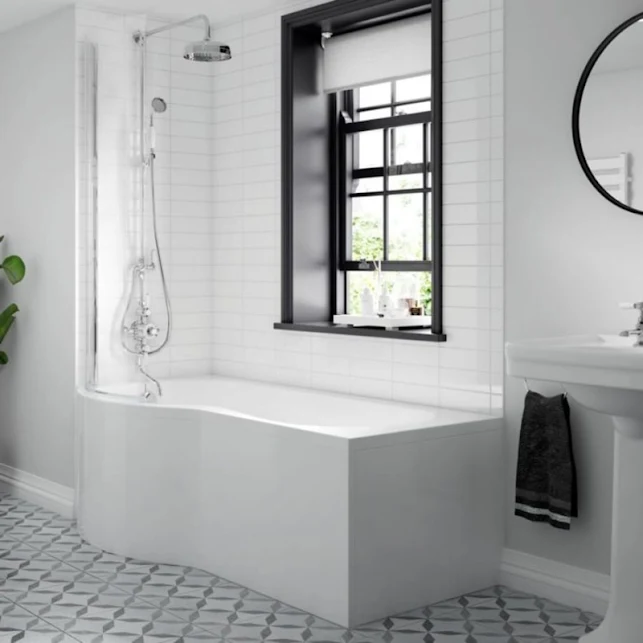 BC Designs SolidBlue P 1500mm X 850mm Left Handed P Shape Bath White - BAI020 4 BC Designs SolidBlue P 1500mm X 850mm Left Handed P Shape Bath White - BAI020 - Image 2