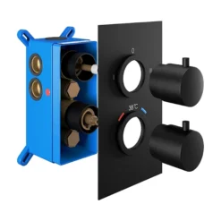 Loch 2 Outlet With Easi Box - Round Black - PMN0121