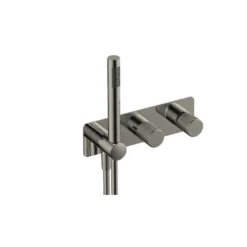 RAK Ceramics Amalfi Horizontal Dual Outlet Thermostatic Concealed Shower Valve And Handset In Brushed Nickel - RAKAMA3305N
