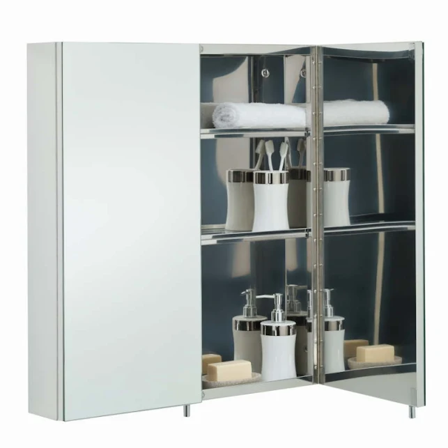 RAK Ceramics Delta Stainless Steel Double Cabinet With Mirrored Doors - 12SL801 4 RAK Ceramics Delta Stainless Steel Double Cabinet With Mirrored Doors - 12SL801 - Image 2