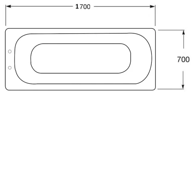 Essential 1700 X 700mm Single Ended Anti-Slip Steel Bath With Grip Holes And 2 Tap Holes White - ESB010 4 Essential 1700 X 700mm Single Ended Anti-Slip Steel Bath With Grip Holes And 2 Tap Holes White - ESB010 - Image 2