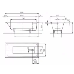 Kaldewei Puro Bath 1700 X 700mm 2 Tap Holes - 258720000001 -Shower Escape Shop 759d574e d2b3 474f 96fe c98abddcc2dc