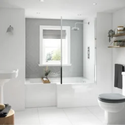 BC Designs Solidblue 1500mm L Shape Bath Panel White