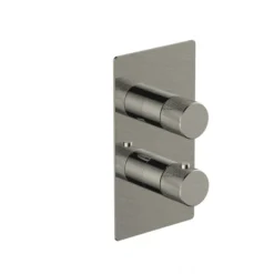 RAK Ceramics Amalfi Dual Outlet 2 Handle Thermostatic Concealed Shower Valve In Brushed Nickel - RAKAMA3302N