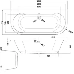 BC Designs Monreale 1700mm X 750mm Double Ended Bath White - BAI025 -Shower Escape Shop 7e532f6d df78 4c16 8c4c 30223a396f62