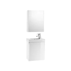 Roca Mini 450mm Basin Unit With Basin & Mirrored Cabinet Gloss White - 855866806