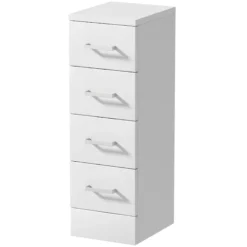 Alpine White Gloss 4 Drawer Storage Unit 250 X 300mm -Shower Escape Shop 8528e73a 46a7 4161 aca6 409c871570a3