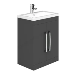 Essential Nevada 600mm Basin Unit With Basin Dark Grey - EFP300GR