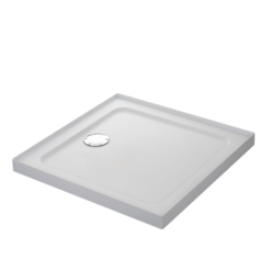 Mira Flight Safe Low Profile 800 X 800mm Stone Resin Square Non-Slip Shower Tray With Waste- 4 Ups