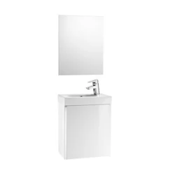 Roca Mini 450mm Basin Unit With Basin And Mirror Gloss White - 855865806