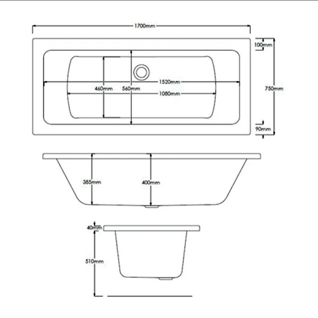 Roca The Gap Bath 1700 X 750mm NTH - 024719000 4 Roca The Gap Bath 1700 X 750mm NTH - 024719000 - Image 2