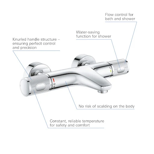 Grohe Precision Feel Thermostatic Mixer Shower Valve With Bath Spout - 34788000 6 Grohe Precision Feel Thermostatic Mixer Shower Valve With Bath Spout - 34788000 - Image 4