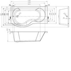 BC Designs SolidBlue P 1500mm X 850mm Left Handed P Shape Bath White - BAI020 9 BC Designs SolidBlue P 1500mm X 850mm Left Handed P Shape Bath White - BAI020 -Shower Escape Shop bf705348 47cb 4545 a77d 0a88d641b485