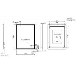 RAK Ceramics Cupid 600 X 800mm LED Illuminated Portrait Mirror With Demister Shavers Socket And Touch Sensor Switch - RAKCUP5002 -Shower Escape Shop bfcea161 e62c 4c5e 91d2 09ac4f5a6e83