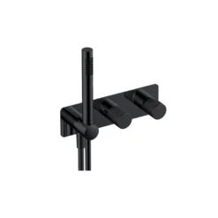 RAK Ceramics Amalfi Horizontal Dual Outlet Thermostatic Concealed Shower Valve And Handset In Matt Black - RAKAMA3305B