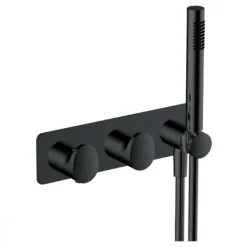 RAK Ceramics Horizontal Dual Outlet Thermostatic Concealed Shower Valve With Handset Matt Black - RAKITA3305B