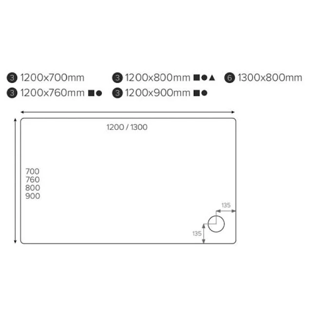 Just Trays JTFusion Low Profile 1200 X 800mm Stone Resin Non-Slip Shower Tray With LH Waste - 3 Ups 4 Just Trays JTFusion Low Profile 1200 X 800mm Stone Resin Non-Slip Shower Tray With LH Waste - 3 Ups - Image 2