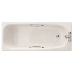 Twyford Shallow Bath 1500 X 700mm 2TH Grips - SB1372WH