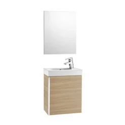 Roca Mini 450mm Basin Unit With Basin & Mirror Textured Oak - 855865155
