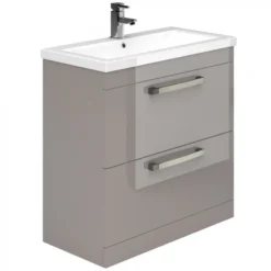 Essential Nevada Floor Standing Washbasin Unit And Basin With 2 Drawers 800mm Wide Cashmere - EFP303CA