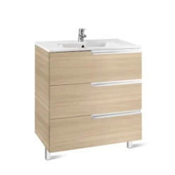 Roca Victoria-N UNIK 800mm 3 Drawer Basin Unit & Basin Textured Oak - 855837155