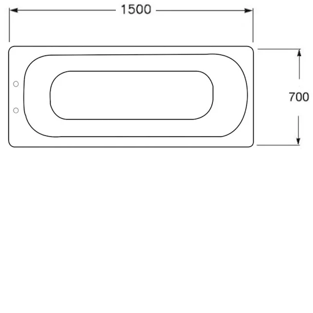 Essential 1500 X 700mm Single Ended Anti-Slip Steel Bath With Grip Holes And 2 Tap Holes White - ESB008 4 Essential 1500 X 700mm Single Ended Anti-Slip Steel Bath With Grip Holes And 2 Tap Holes White - ESB008 - Image 2